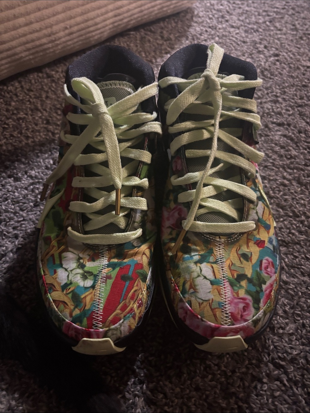 Nike Women's Floral Multicolor Sneakers with Pale Yellow Laces